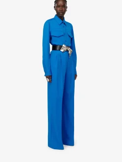 Store Alexander McQueen Women's Military Pocket Shirt in Lapis Blue