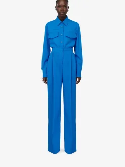 Store Alexander McQueen Women's Military Pocket Shirt in Lapis Blue
