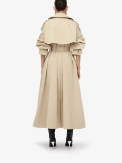 Cheap Alexander McQueen Women's Military Trench Coat in Pale Beige