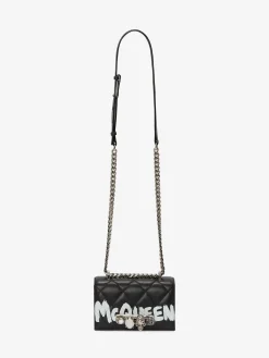 Shop Alexander McQueen Women's Mini Jewelled Satchel in Black/White