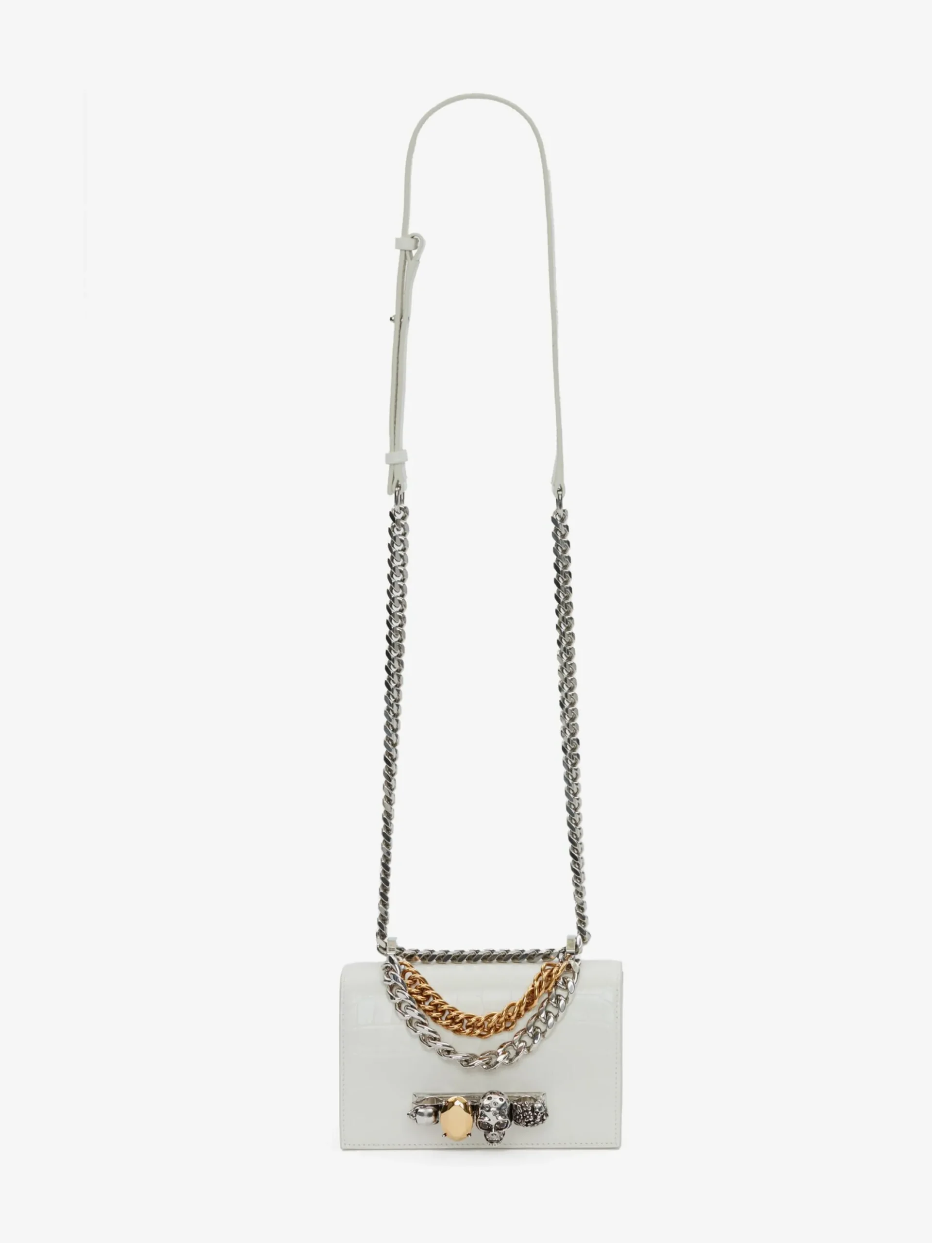Hot Alexander McQueen Women's Mini Jewelled Satchel With Chain in Ivory