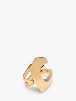 Cheap Alexander McQueen Women's Modernist Double Ring in Antique Gold