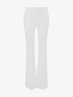 Clearance Alexander McQueen Women's Narrow Bootcut Trousers in LIGHT IVORY