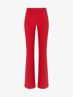 Store Alexander McQueen Women's Narrow Bootcut Trousers in Lust Red