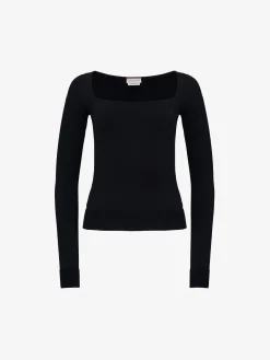 Best Alexander McQueen Women's Off-the-shoulder Knit Top in Black