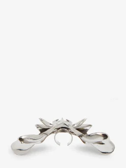 Online Alexander McQueen Women's Orchid Ring in Antique Silver