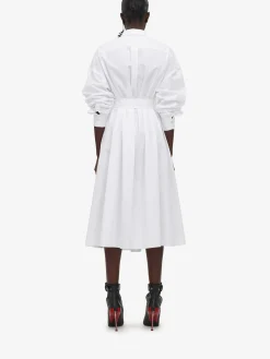 New Alexander McQueen Women's Orchid Shirt Dress in White/Black