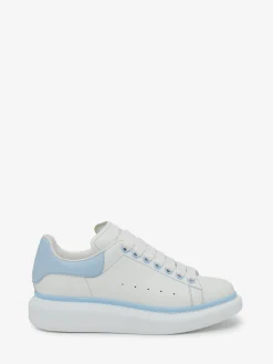 New Alexander McQueen Women's Oversized Sneaker in White/Powder Blue