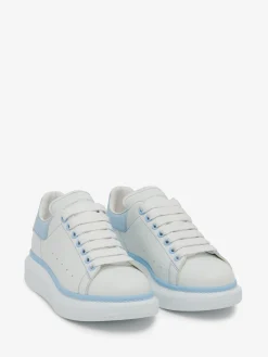 New Alexander McQueen Women's Oversized Sneaker in White/Powder Blue