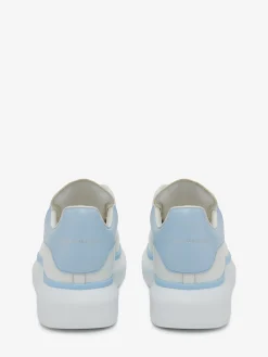 New Alexander McQueen Women's Oversized Sneaker in White/Powder Blue