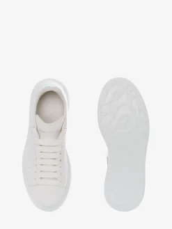 New Alexander McQueen Women's Oversized Sneaker in White/Shock Pink