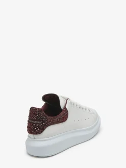 Clearance Alexander McQueen Women's Oversized Sneaker in White/Dark Burgundy
