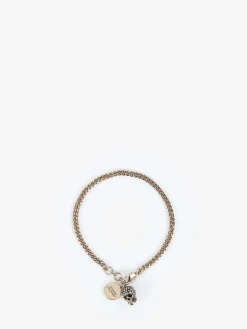 Cheap Alexander McQueen Women's Pave Skull Bracelet in Gold