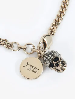 Cheap Alexander McQueen Women's Pave Skull Bracelet in Gold