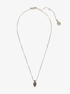 Best Alexander McQueen Women's Pave Skull Necklace in Gold