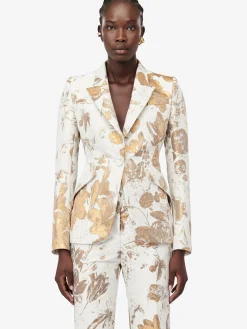 Cheap Alexander McQueen Women's Peak Shoulder Jacket in Gold