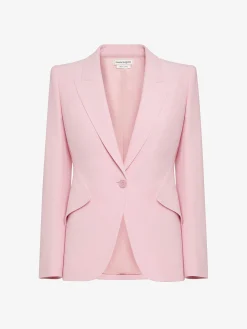 Fashion Alexander McQueen Women's Peak Shoulder Leaf Crepe Jacket in Pale Pink