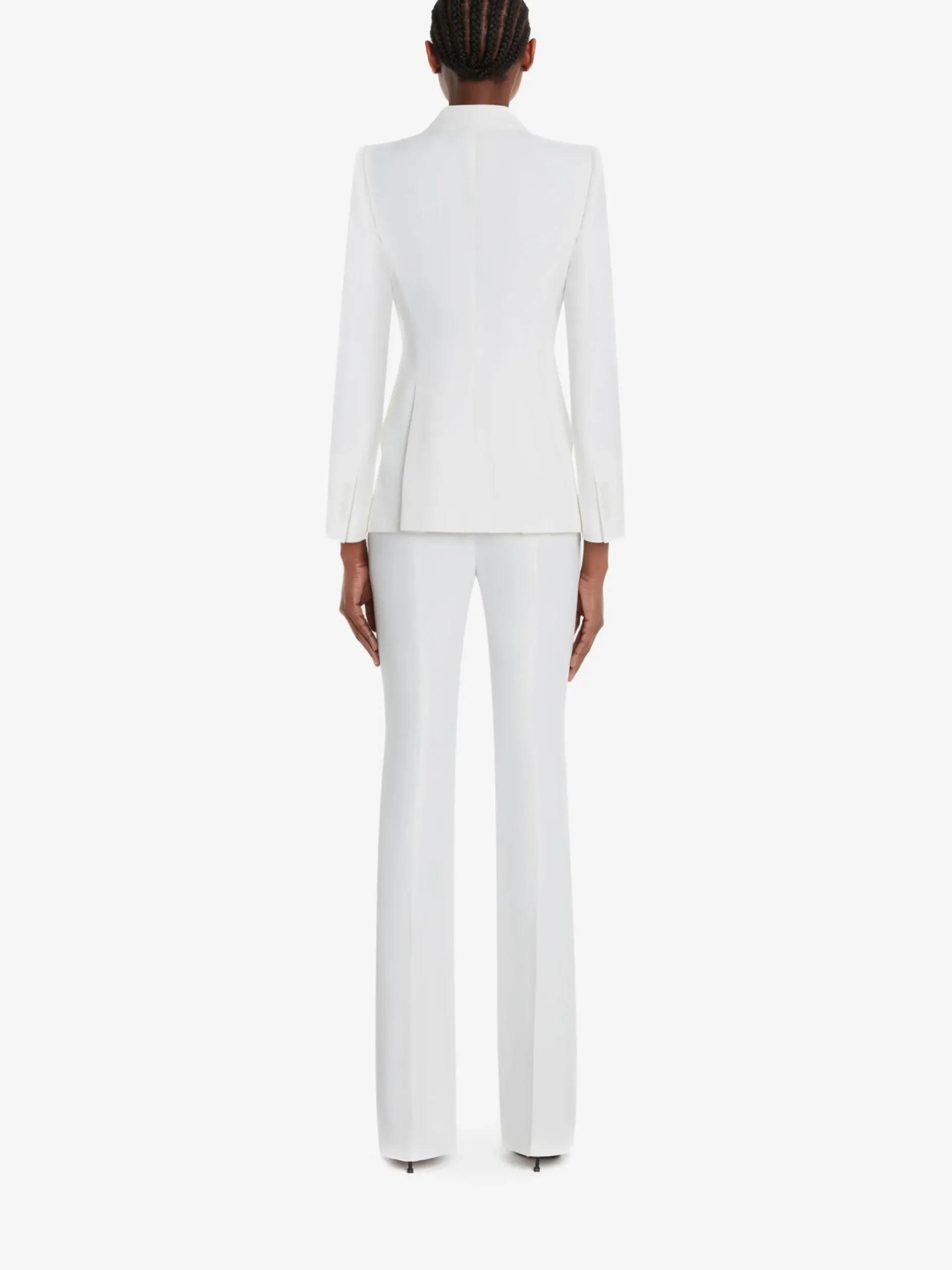 Cheap Alexander McQueen Women's Peak Shoulder Leaf Crepe Jacket in LIGHT IVORY