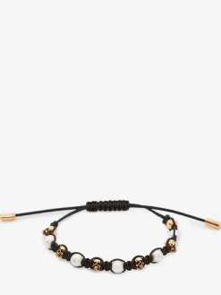 Cheap Alexander McQueen Women's Pearly Skull Friendship Bracelet in Black