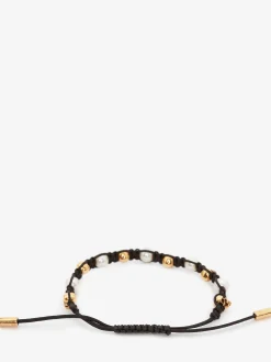 Cheap Alexander McQueen Women's Pearly Skull Friendship Bracelet in Black