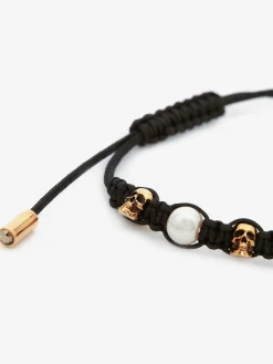 Cheap Alexander McQueen Women's Pearly Skull Friendship Bracelet in Black