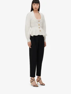 Cheap Alexander McQueen Women's Peplum Cardigan in Ivory