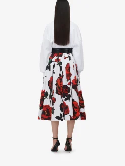 Shop Alexander McQueen Women's Pleated Midi Skirt in Optic White