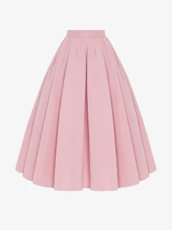 Cheap Alexander McQueen Women's Pleated Midi Skirt in Pale Pink