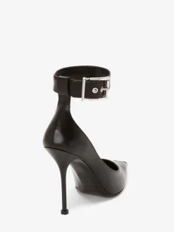 Outlet Alexander McQueen Women's Punk Ankle Strap Pump in BLACK/SILVER