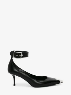 Online Alexander McQueen Women's Punk Ankle Strap Pump in BLACK/SILVER