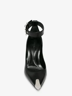Online Alexander McQueen Women's Punk Ankle Strap Pump in BLACK/SILVER