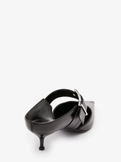 Outlet Alexander McQueen Women's Punk Buckle Mule in Black/Silver