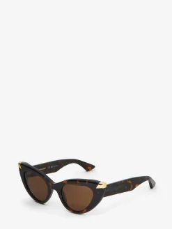 Online Alexander McQueen Women's Punk Rivet Cat-eye Sunglasses in Havana