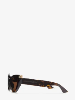 Online Alexander McQueen Women's Punk Rivet Cat-eye Sunglasses in Havana