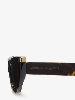 Online Alexander McQueen Women's Punk Rivet Cat-eye Sunglasses in Havana