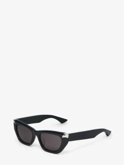 Store Alexander McQueen Women's Punk Rivet Geometric Sunglasses in Black/Smoke