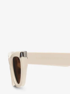 Cheap Alexander McQueen Women's Punk Rivet Geometric Sunglasses in Ivory