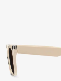 New Alexander McQueen Women's Punk Rivet Oversize Sunglasses in Ivory