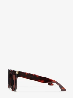 New Alexander McQueen Women's Punk Rivet Oversize Sunglasses in Havana