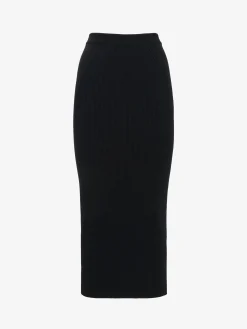 Outlet Alexander McQueen Women's Ribbed-knit Pencil Skirt in Black