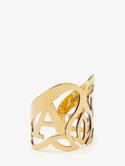 Outlet Alexander McQueen Women's Seal Logo Cuff in Gold