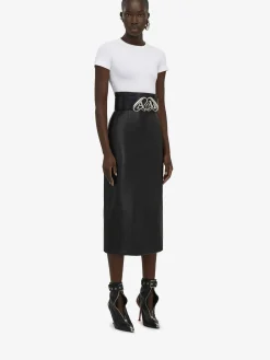 Store Alexander McQueen Women's Seal Logo Fitted T-shirt in Optic White