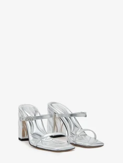 Shop Alexander McQueen Women's Seal Strap Mule in Silver