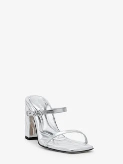 Shop Alexander McQueen Women's Seal Strap Mule in Silver