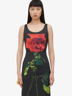 Sale Alexander McQueen Women's Shadow Rose Pencil Dress in Black