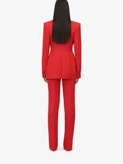 Cheap Alexander McQueen Women's Single-breasted Jacket in Lust Red
