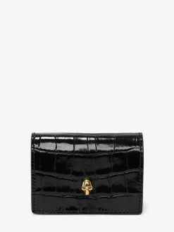 Online Alexander McQueen Women's Skull Card Holder With Chain in Black