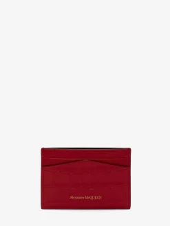 Store Alexander McQueen Women's Skull Card Holder in Oxblood