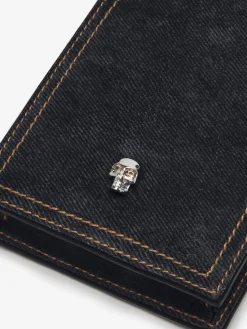 Outlet Alexander McQueen Women's Skull Phone Case With Chain in Denim