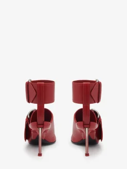 Best Alexander McQueen Women's Slash Buckle Sandal in Blood Red/Silver
